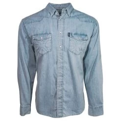 Hooey Mens Chambray Denim Color Long Sleeve Shirt