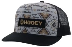 Hooey Men's Lock-Up Tan/Black Aztec Print 6 Panel Trucker Cap With Black/Tan Rectangle Patch