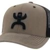 Hooey Men's Arc Tan/Black 6 Panel Trucker Cap With Black/Grey Hooey Logo