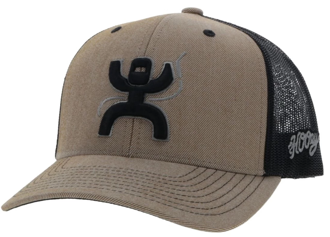 Hooey Men's Arc Tan/Black 6 Panel Trucker Cap With Black/Grey Hooey Logo