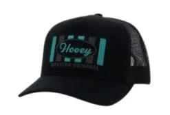 Hooey Men's Sudan 5 Panel Black With Turquoise Trucker Cap