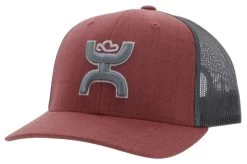 Hooey Men's Sterling Salmon/Grey 6 Panel Trucker Cap With Grey/White Hooey Embroidered Logo