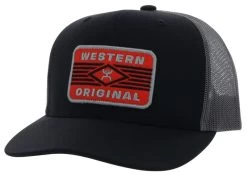 Hooey Men's Circuit Black/Grey 5 Panel Trucker Cap With Orange/Black/Grey Rectangle Patch