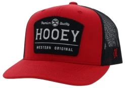 Hooey Men's Trip Red/Black 6 Panel Trucker Cap With Black/White Patch