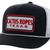 Hooey Men's CR90 Cactus Ropes Black/White 5 Panel Trucker Cap With Red/Black/White Rectangle Patch