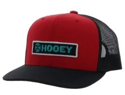 Hooey Men's "Lock-Up" Red/Black With Green/White 6 Panel Cap