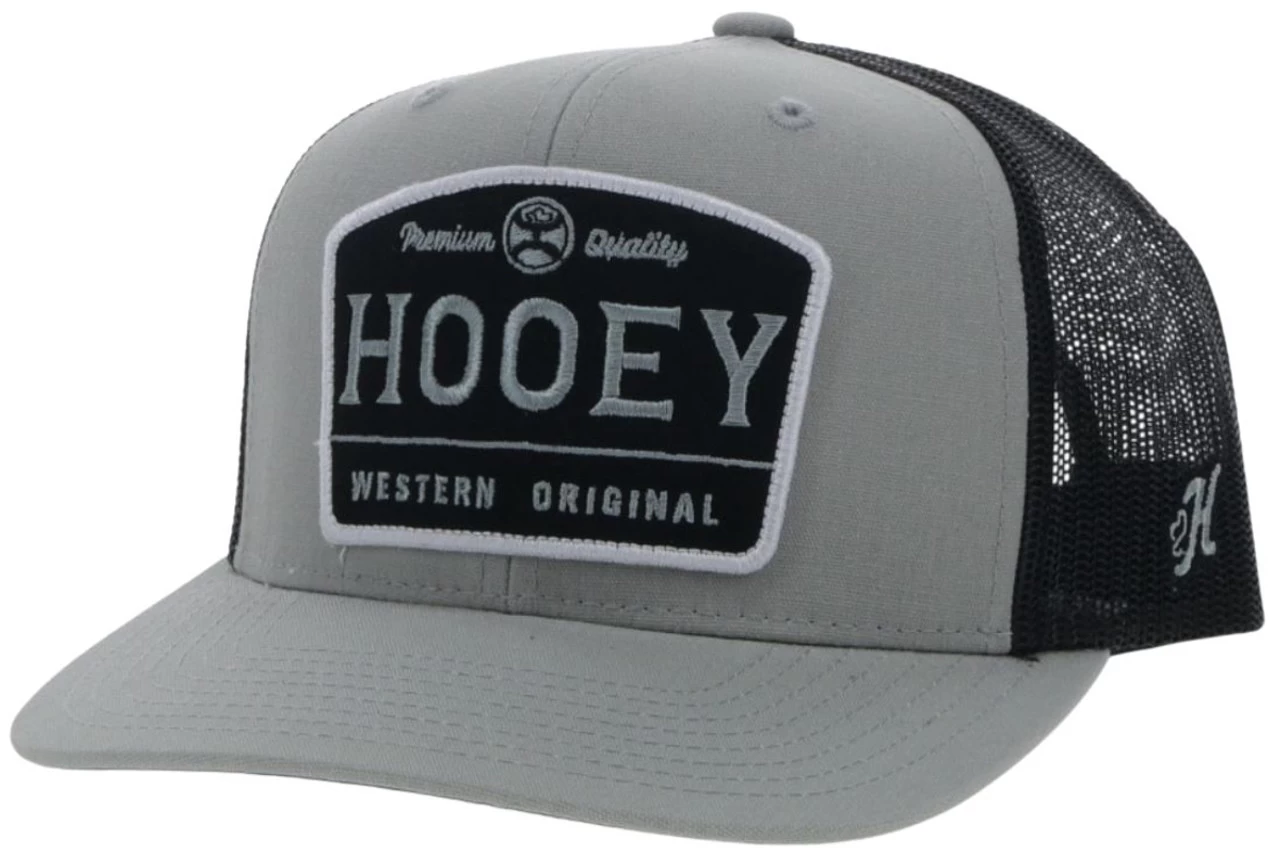 Hooey Men's Trip Grey/White 6 Panel Trucker Cap With A Black/Grey/White Logo Patch