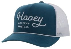 Hooey OG Teal/White 5 Panel Trucker Cap With White Hooey Stitching - Youth