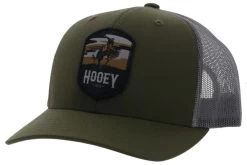 Hooey Men's Cheyenne Olive/Grey 6 Panel Trucker Cap With Black/Tan/Grey Patch