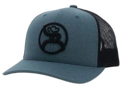 Hooey Men's Roughy 2.0 Blue/Black 6 Panel Trucker Cap With Black Circle Hooey Logo