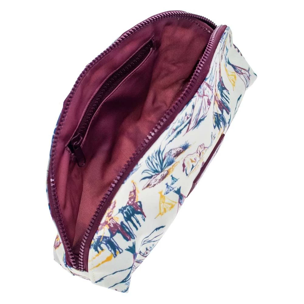 Hooey Small Make Up Bag - Cream Indian/Maroon - Image 2