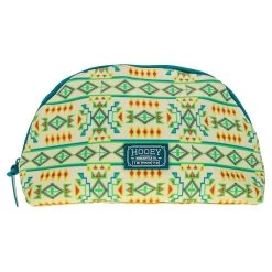 Hooey Large Make Up Bag - Cream/Teal Print