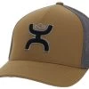Hooey Men's Coach Tan/Grey 5 Panel Flexfit Cap With Black/Silver Hooey Logo