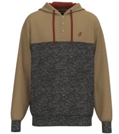 Hooey Mens Jimmy Asphalt Tan Quilt Detailing Hoody