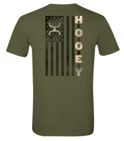 Hooey Men's Black/White Flag Casual Short Sleeve T-Shirt - Military Green