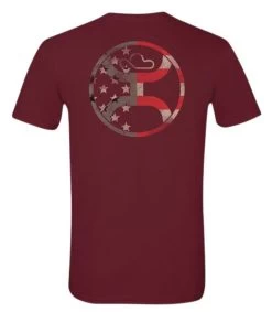 Hooey Men's Flag Fill Short Sleeve Casual T-Shirt - Maroon