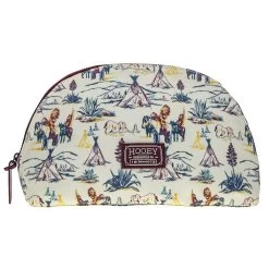 Hooey Large Make Up Bag - Cream Indian/Maroon